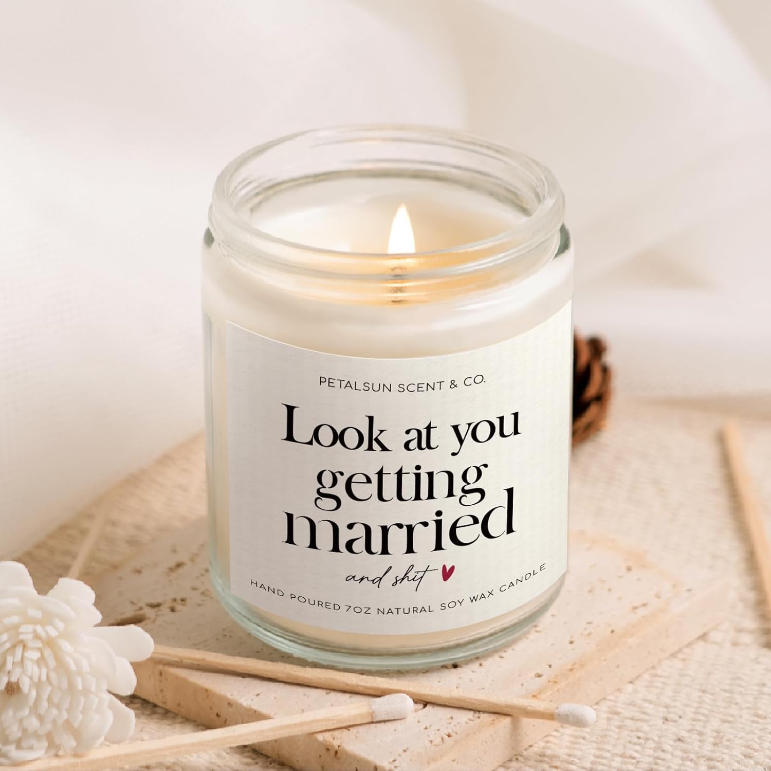 Bride Gifts, Bachelorette & Bridal Shower Gift For Bride - 7Oz Handmade Lavender Natural Soy Wax Candle - Engagement Gifts For Couples, Wedding Candles