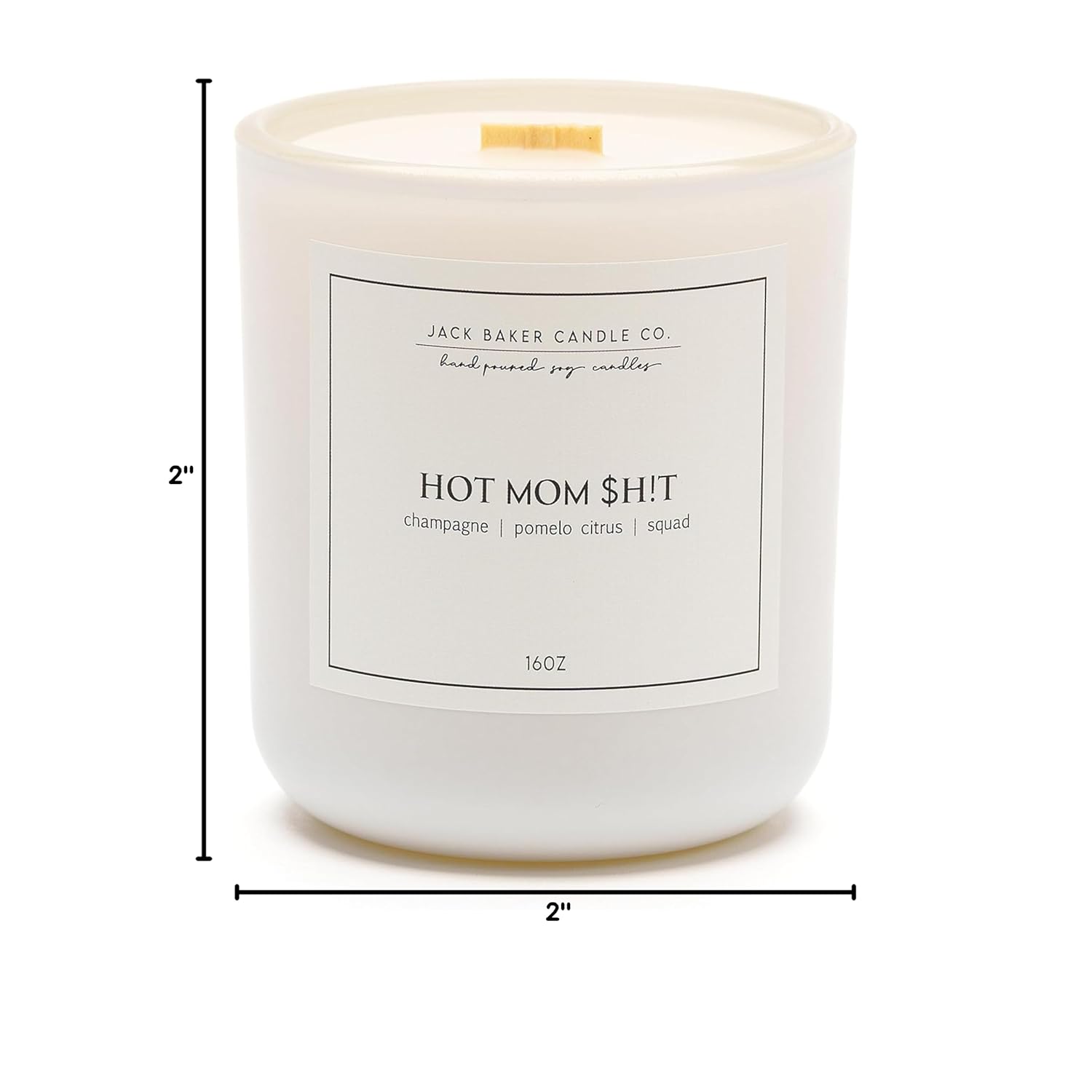 Hot Mom Ht Candle, Made With Soy Wax And Essential Oils, Champagne & Pomelo Citrus & Squad Fragrance, 16 Oz.