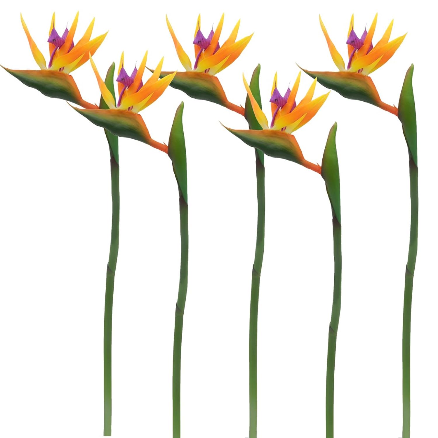 32'' Real Touch Bird Of Paradise Artificial Flowers Bouquet For Home Garden Decoration/Wedding Party Decor Orange (Package Quantity: 5 Stems)