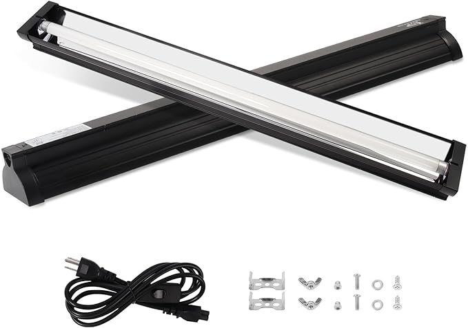 T5 UVB Reptile Light Fixture Combo Kit 24W 10.0 with 22.68 Inch Terrarium Hood for Bearded Dragon Gecko