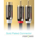 FosPower Y Adapter (8 inch) 2 RCA (Male) to 1 RCA (Female) Stereo Audio Y Adapter Subwoofer Cable (24k Gold Plated) 2 Male to 1 Female Y Splitter Connectors Extension Cord