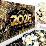 2026 Happy New Year Fabric Backdrop Banner for Party Photo Decor