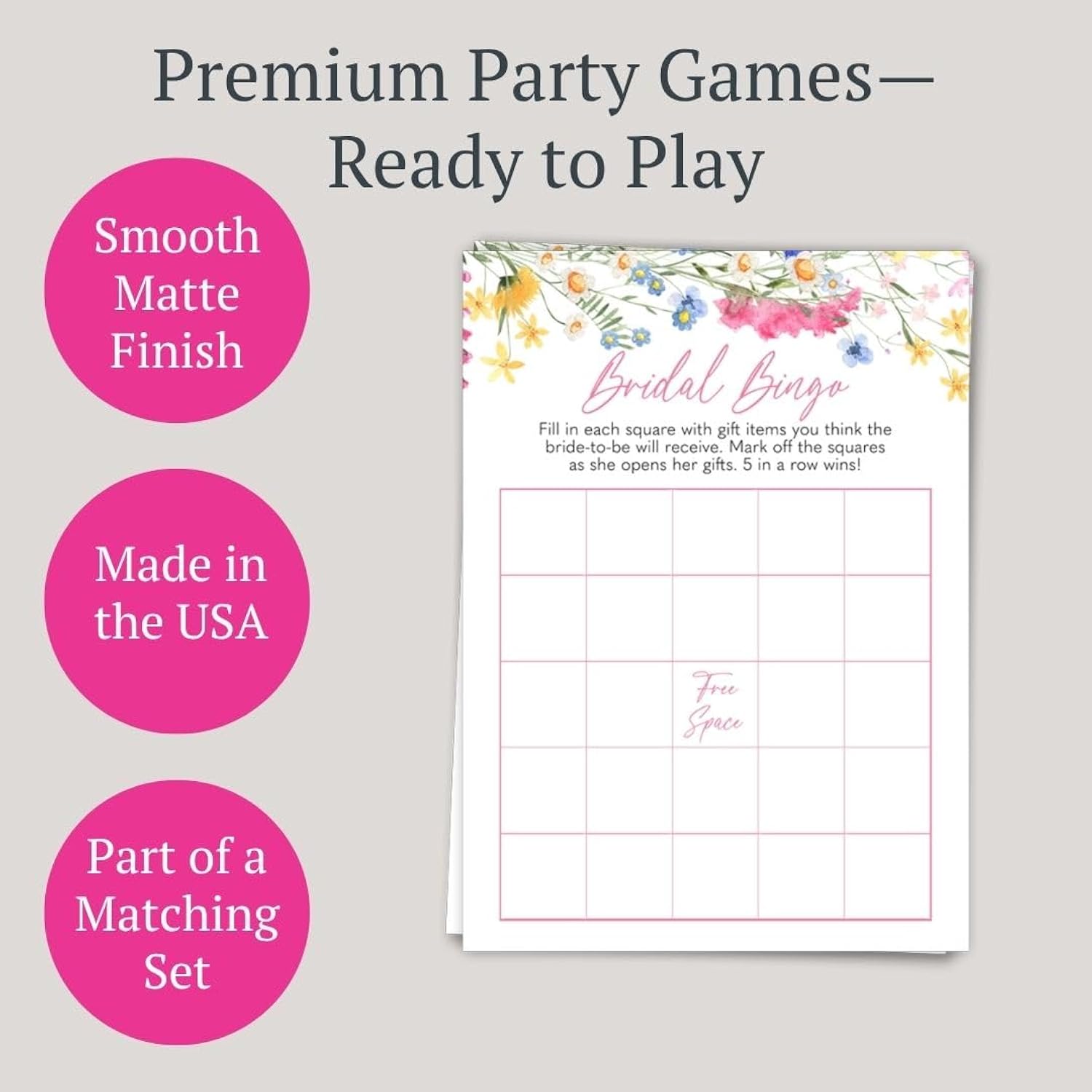 Love Is In Bloom Bridal Shower Bingo Game | Floral Wedding Shower Theme | Flower Bingo Party Cards | Set Of 24