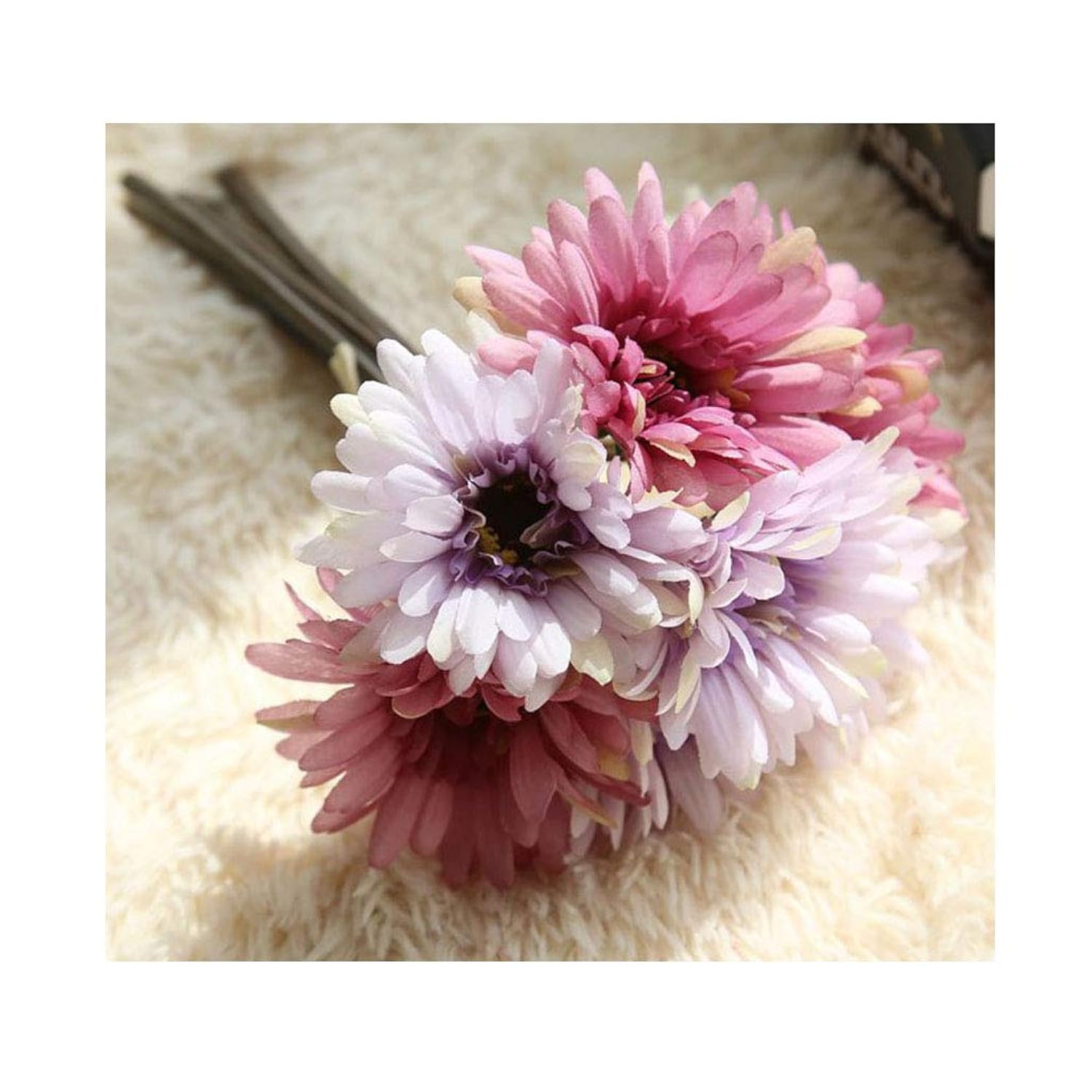Artificial Gerbera Flower Artificial Daisy Flowers Bride Bridesmaid Holding Flowers 7 Stems Silk Daisies Flower Wedding Bouquet Living Room Office Party Garden Diy Decoration Purple