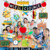 Back To School Decorations Welcome Banner & Hanging Swirls for Classroom/Office
