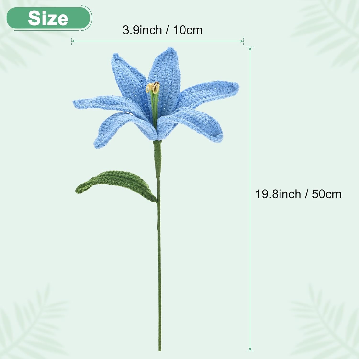 1-Pack Crochet Flowers, Knitted Artificial Wool Lily For Mother'S Day/Wedding/Birthday/Diy Decor, Handmade Knitted Flowers [Blue]