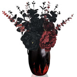 12 Pcs Spooky Halloween Flower Bouquet Set,Realistic Black And Red Artificial Flowers For Creepy Centerpieces,Eerie Gothic Decor, Haunted House, Party Table Arrangements
