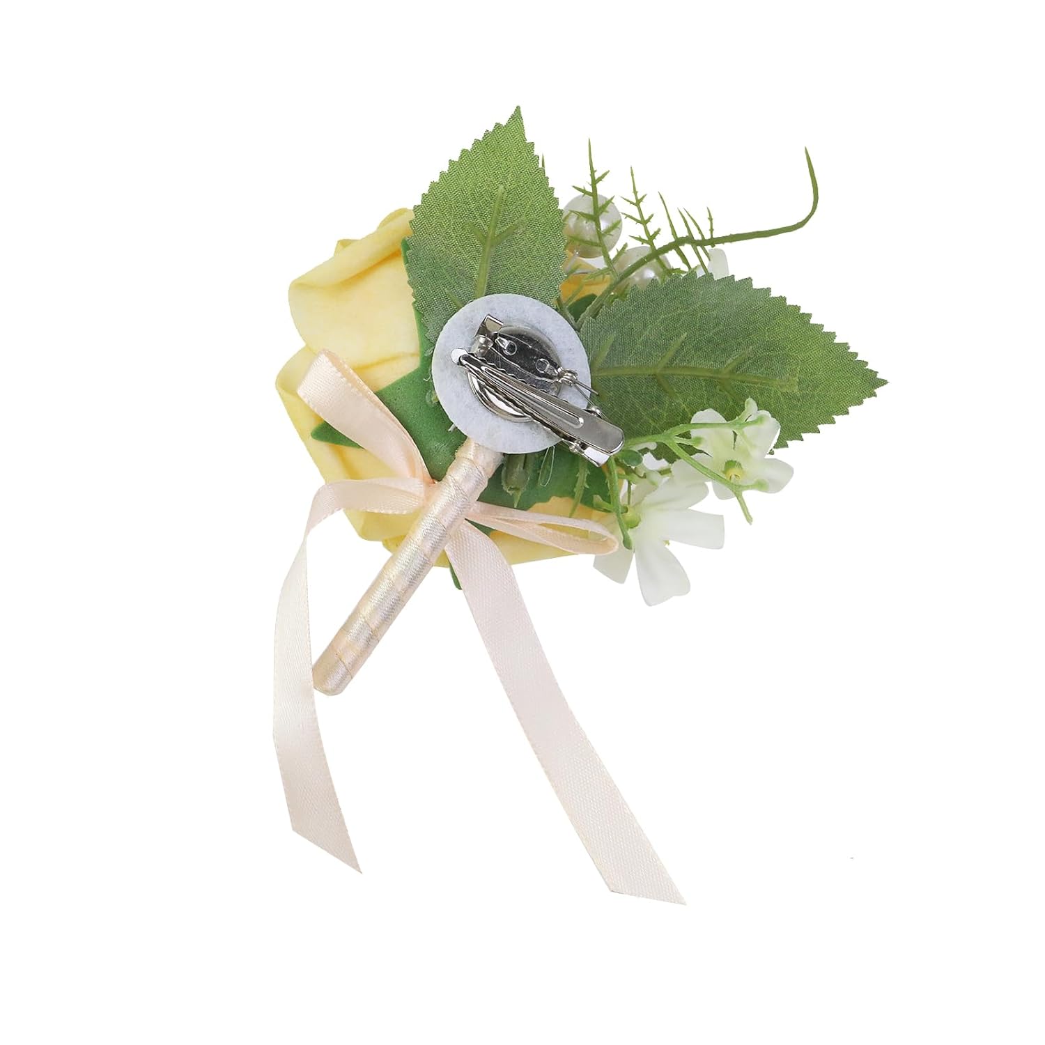 4 Pcs Rose Boutonniere Corsage Boutonniere For Men Wedding, Ceremony Anniversary, Dinner Party Artificial Flower Boutonniere, Yellow