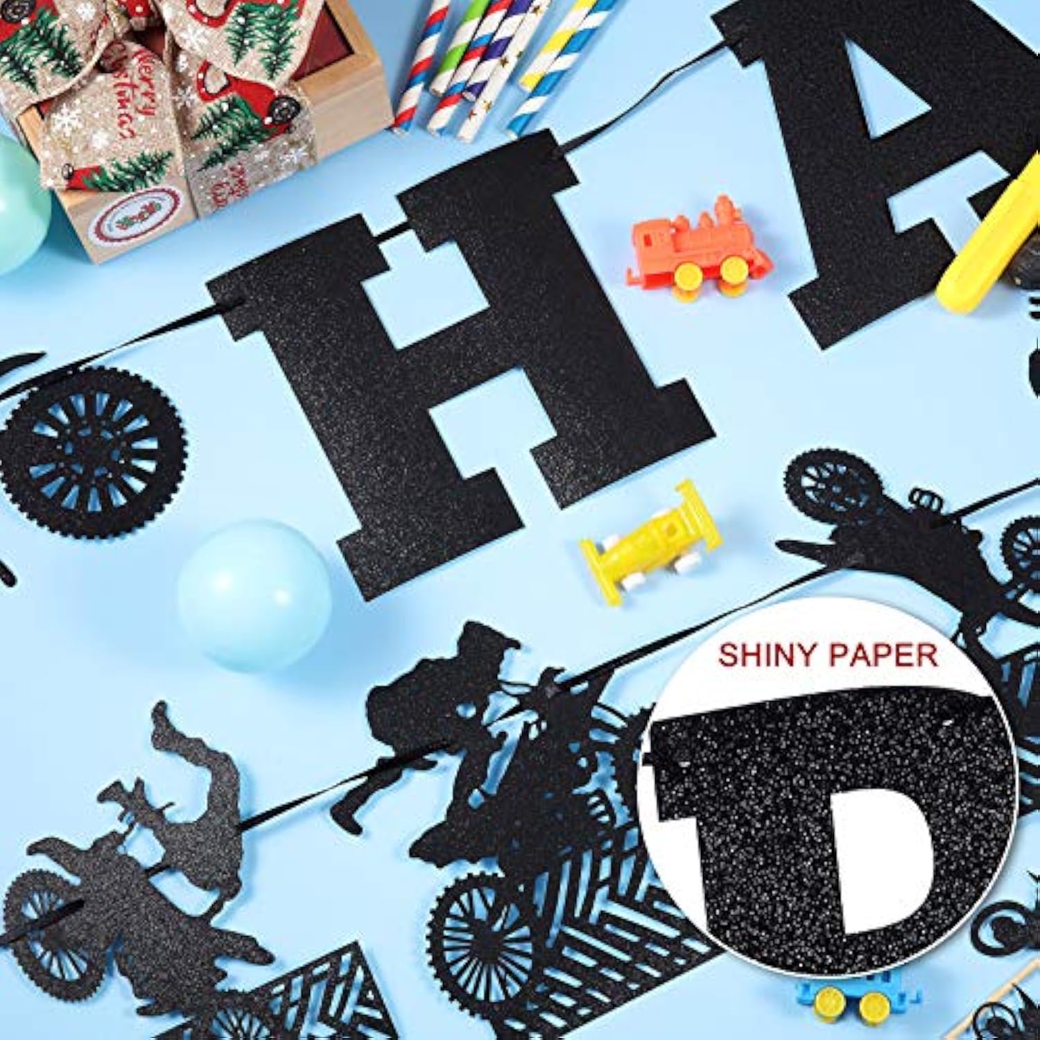 20-Pc Dirt Bike Party Set Banner & Cake Toppers for Motocross Theme