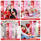 Foil Fringe Curtains Backdrop Valentines Party Decorations, 2 Pack 3.3 X 6.6 Ft Red Pink Silver Tinsel Valentines Day Backdrop, Valentine Photo Backdrops Galentines Day Decor Wedding Party Decor