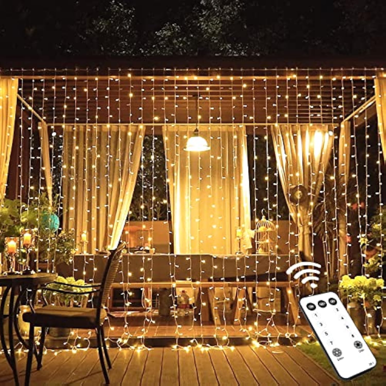 600 Led Christmas Curtain Lights Outdoor, 9.5X19.6Ft Christmas String Light Plug In With Remote, 8 Modes Wall Hanging Lights For Bedroom Party Backdrop Wedding Xmas Decor, Warm White
