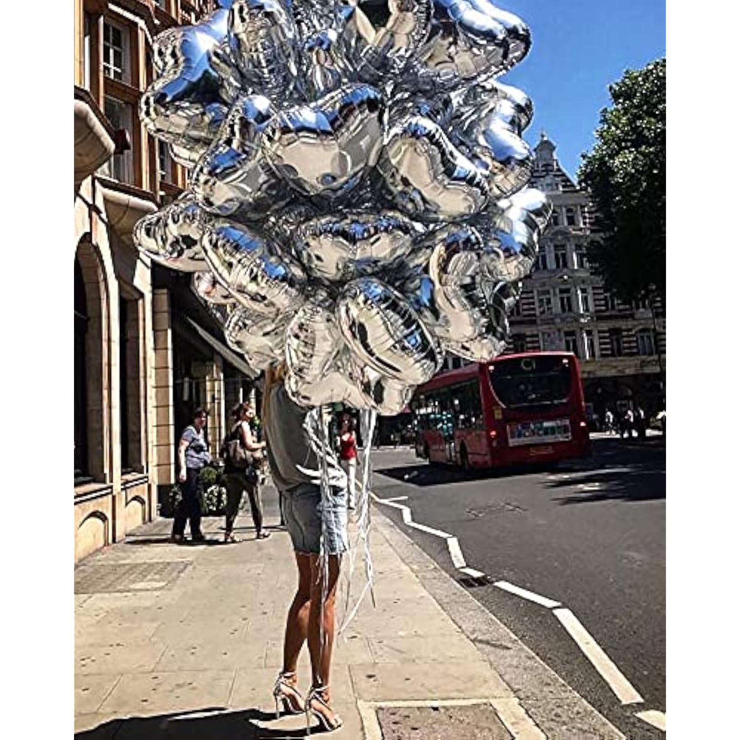 10pcs Silver Heart Foil Balloons – 18" Mylar Balloons for Baby Shower, Wedding & Party Decor