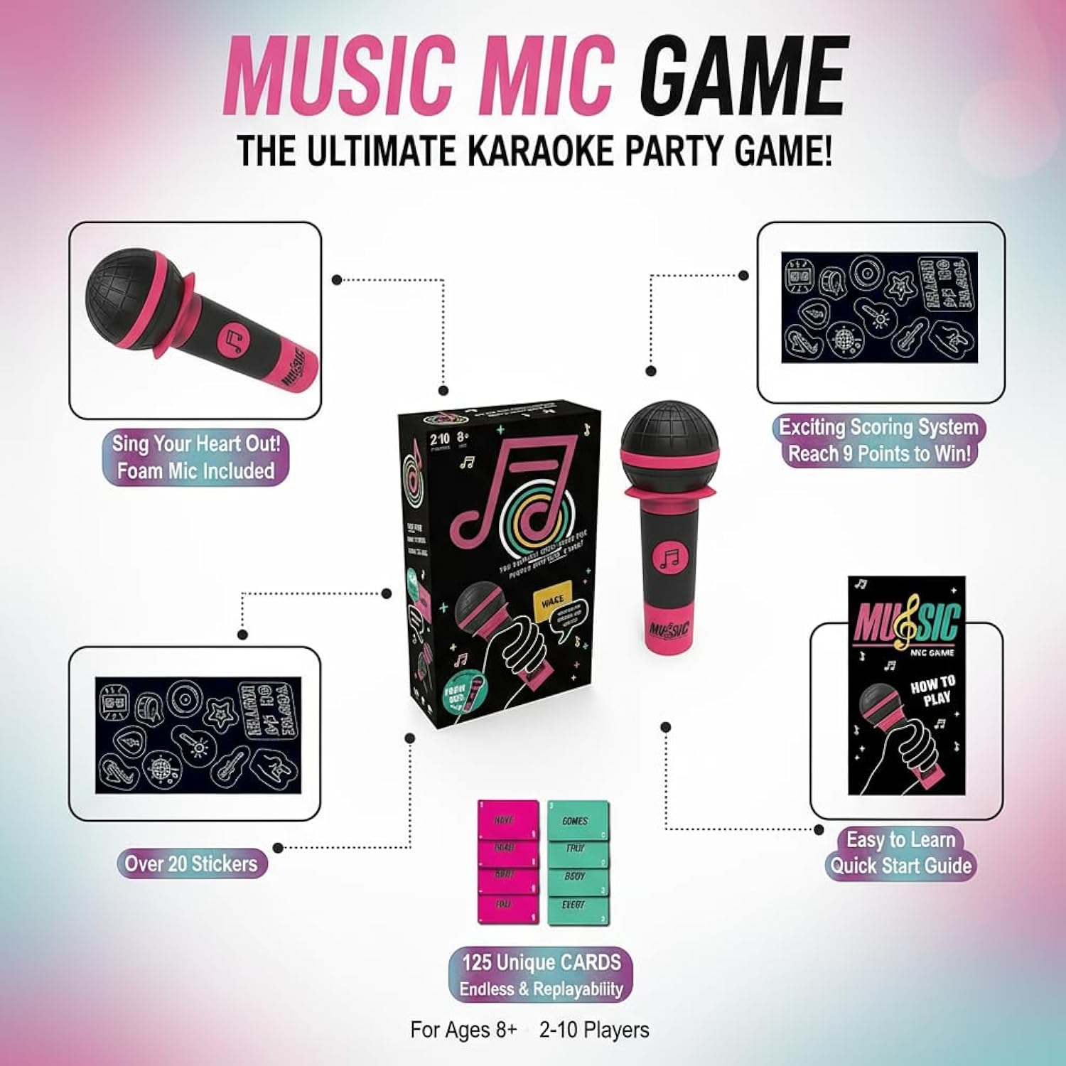 Game,Hilarious Karaoke Party Card Game For 2-10 Players, Perfect For Game Night & Gatherings