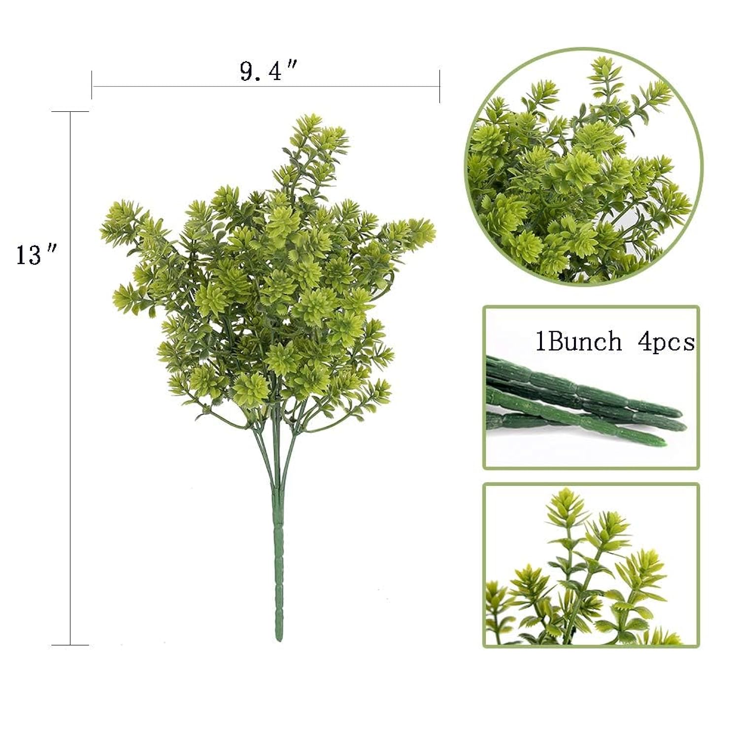 Artificial Flower 6Bundles Outdoor Uv Resistant Plants Shrubs Boxwood Plastic Leaves Fake Bushes Greenery For Farmhouse Home Kitchen Window Box Patio Yard Indoor Garden Office Wedding Decor(Green)