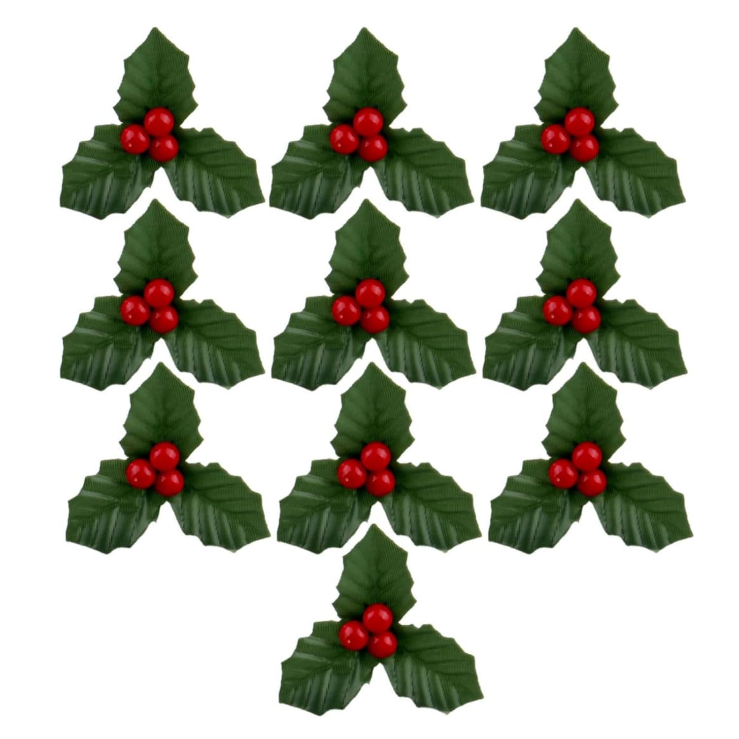 10Pcs Christmas Holly Berries Faux Berry Flowers With Leaves Xmas Berry Picks Wreath Branches Christmas Vase Fillers, Artificial Flowers