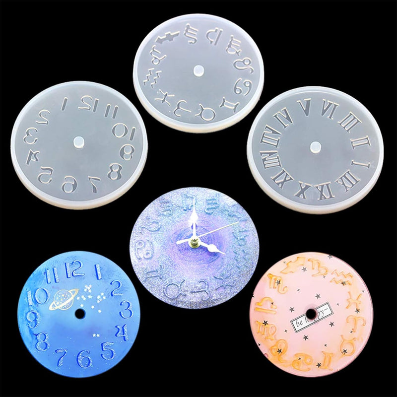 3Pcs Clock Resin Molds Roman Numerals Constellation Number Clock Silicone Mold