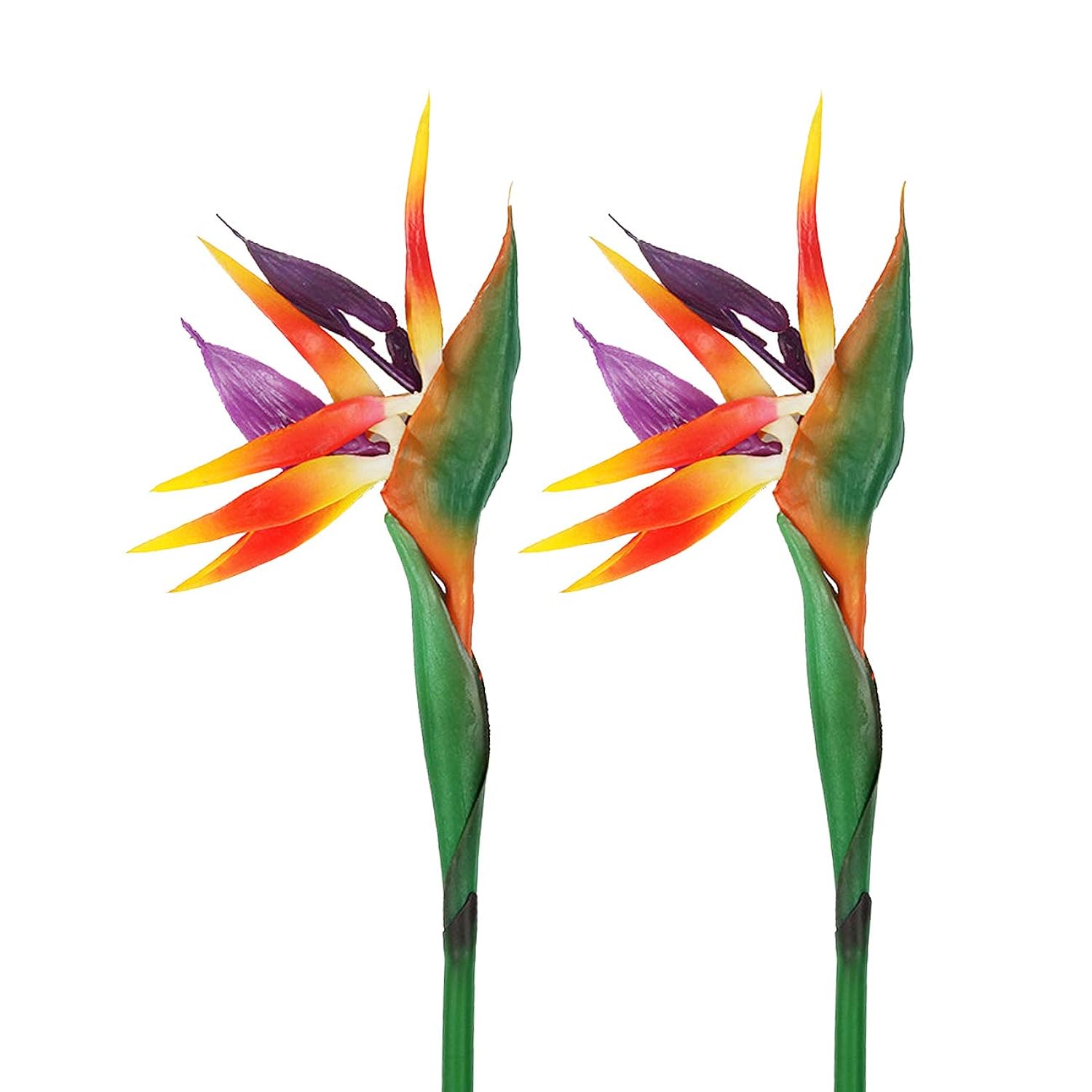 2 Pcs 32'' Artificial Bird Of Paradise Flowers Plants For Home Garden Wedding Party Decor (Orange)