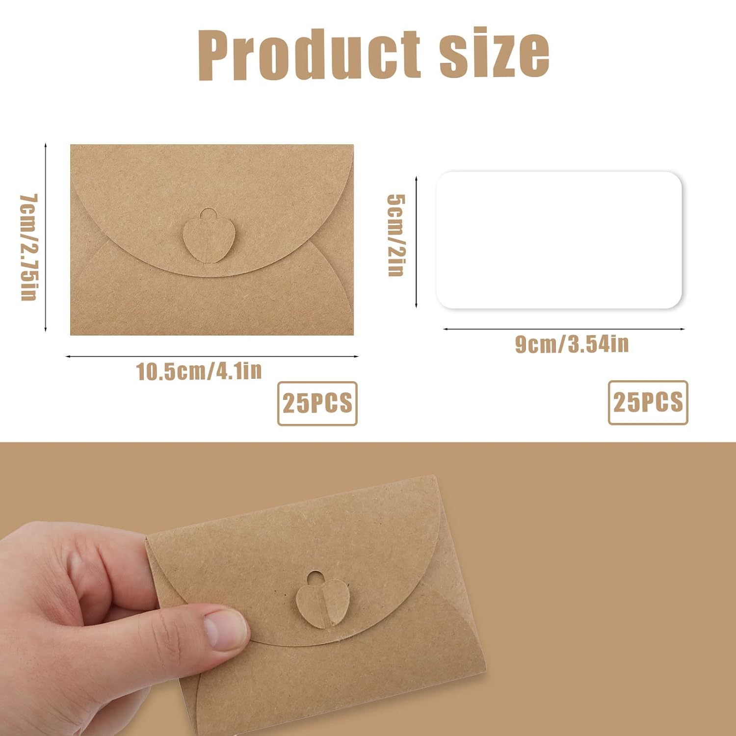 25Pcs Mini Envelopes With Cards, Heart Closure Diy Graffiti Blank Kraft Greeting Cards For Wedding Invitations, Christmas, Valentine'S Day