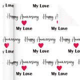 Anniversary Wrapping Paper Roll - Mini Roll - 17 Inch X 16.5 Feet - Happy Anniversary My Love Lettering With Red Love Design, Perfect For Wedding, Bride, Betrothal Party