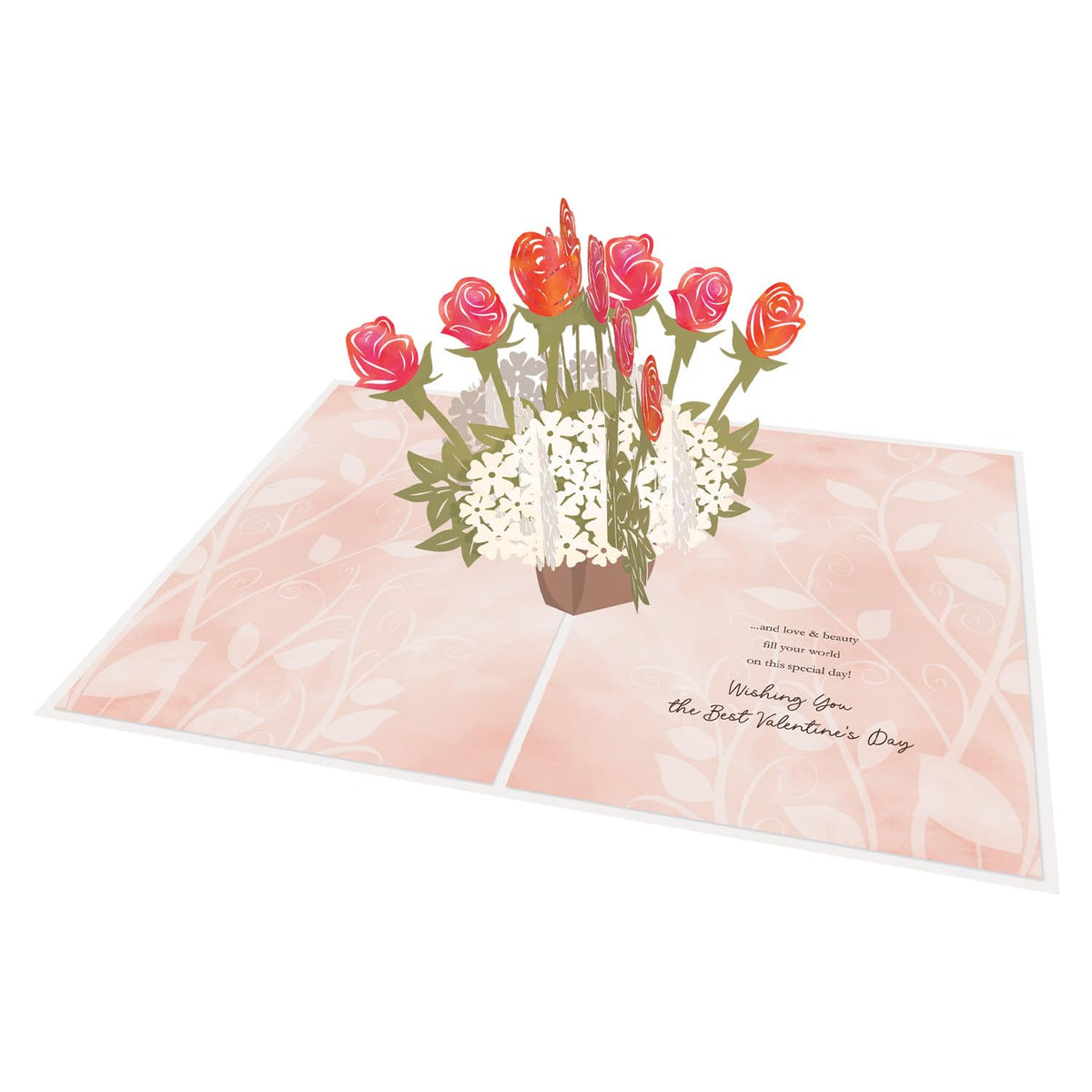 , Valentine’S Day Pop-Up Greeting Card – Growing Roses Design With 3D Red Rose Bouquet, Card For Friends, Family And Special Someones (1 Card With Envelope)