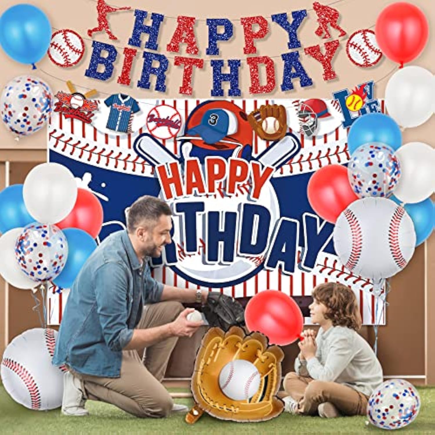 Baseball Party Decorations, Baseball Birthday Party Supplies Kit, Incl
