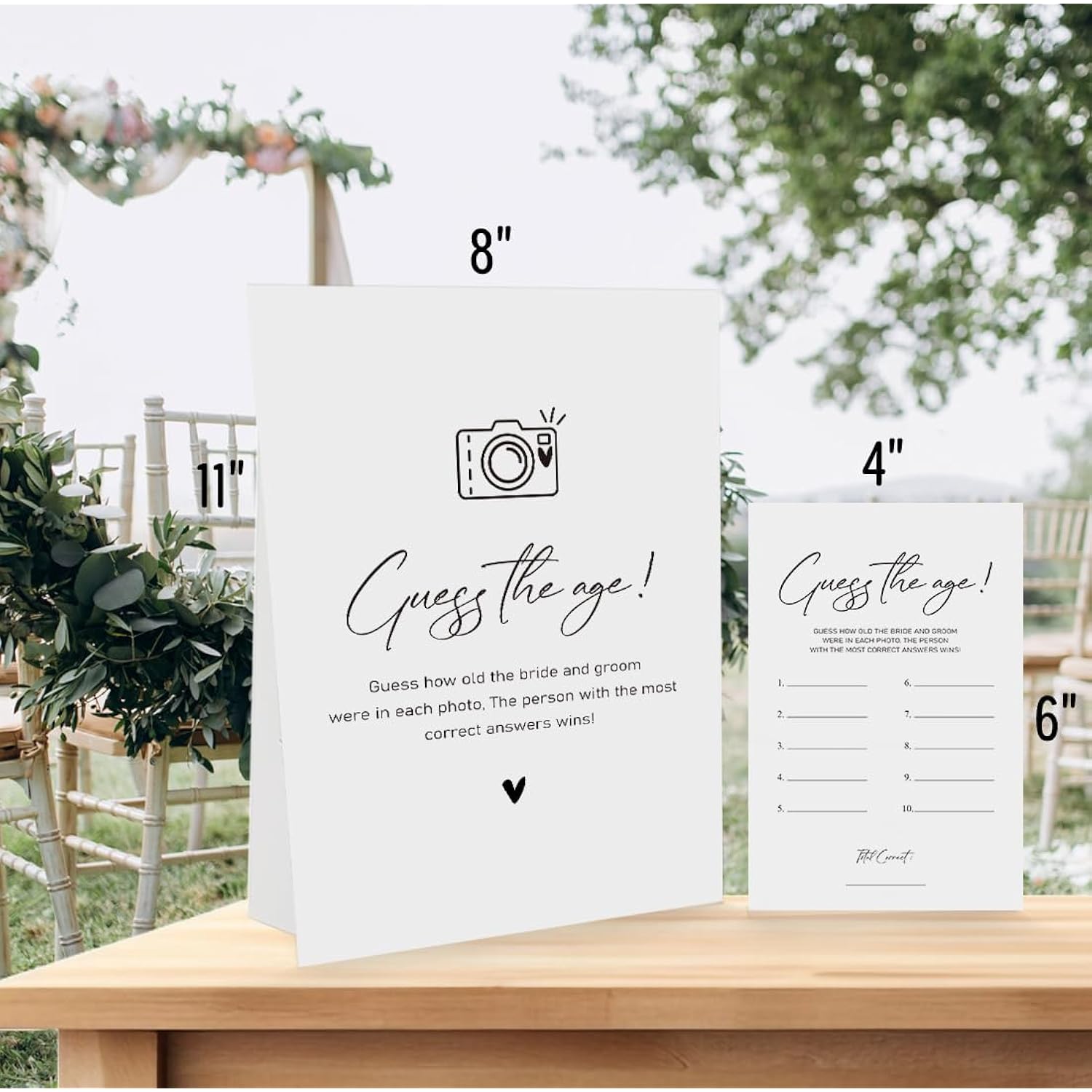 Minimalist How Old Were The Bride And Groom Game, Guessing The Age Photo Game, Bridal Shower Wedding Shower Game (1 Sign And 30 Cards)-Bng10