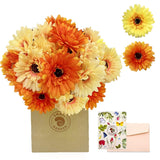 20Pcs Artificial Daisies Flowers, 4 Bundles Silk Gerbera Daisies Flowers For Wedding Centerpiece, Home Party Office Table Decor?Yellow And Orange?