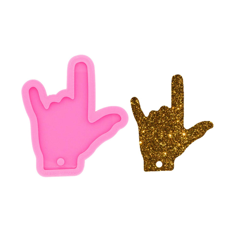 Super Shiny I Love You Sign Language Keychain Mold Resin Silicone Mold