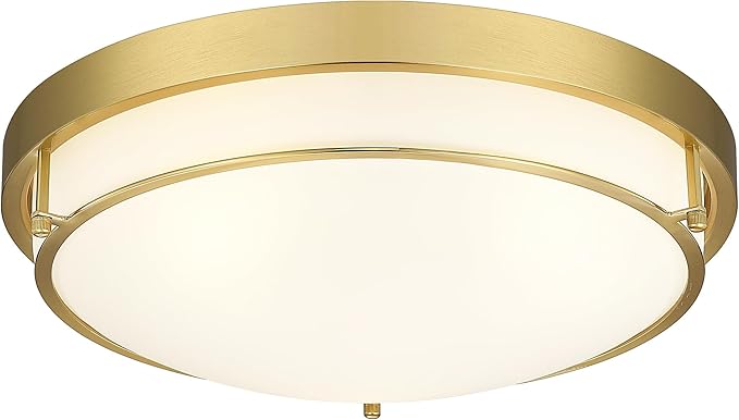 16 Inch Modern Flush Mount Ceiling Light 3-Light Polished Gold Fixture