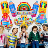 Big, Back To School Balloons - Pack Of 12 | Rainbow Balloons, Bag Balloon, 4 Pieces 18 Inch Round And 4 Pencil Balloon, Welcome Back To School Decorations For Classrooms, Home, Office