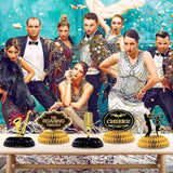 10 Pieces Roaring 1920'S Party Honeycomb Centerpiece Decorations Black