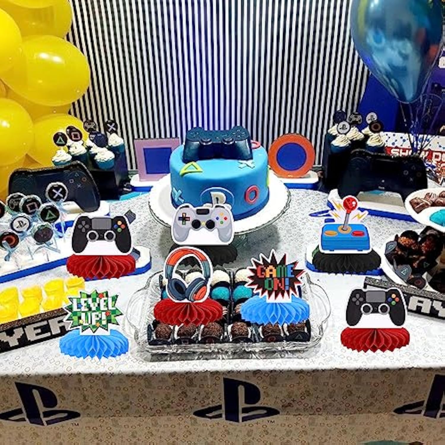 6pcs Video Game Honeycomb Centerpieces for Kids' Birthday & Baby Shower Party Decor