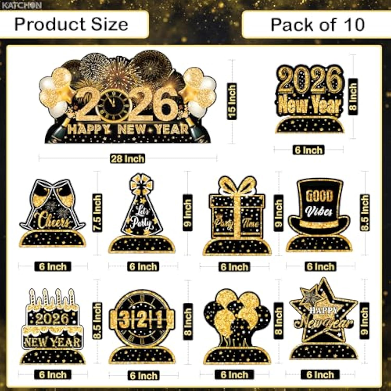 10 Pc Huge 2026 New Year Table Centerpieces for Party Decorations