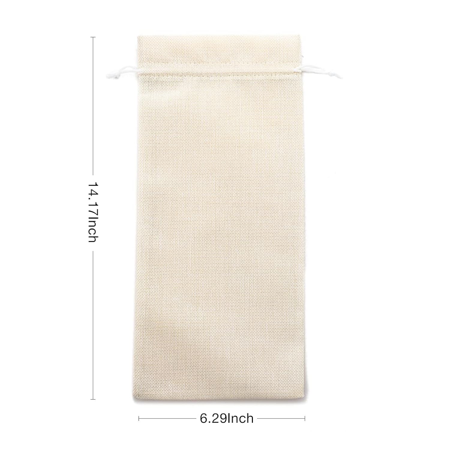 10Pcs Burlap Wine Bags With Drawstring Cream Pouches Jute Wine Bottle Bags For Wedding Party, Birthday, Christmas, Home Storage(6.29 X14.17Inches)