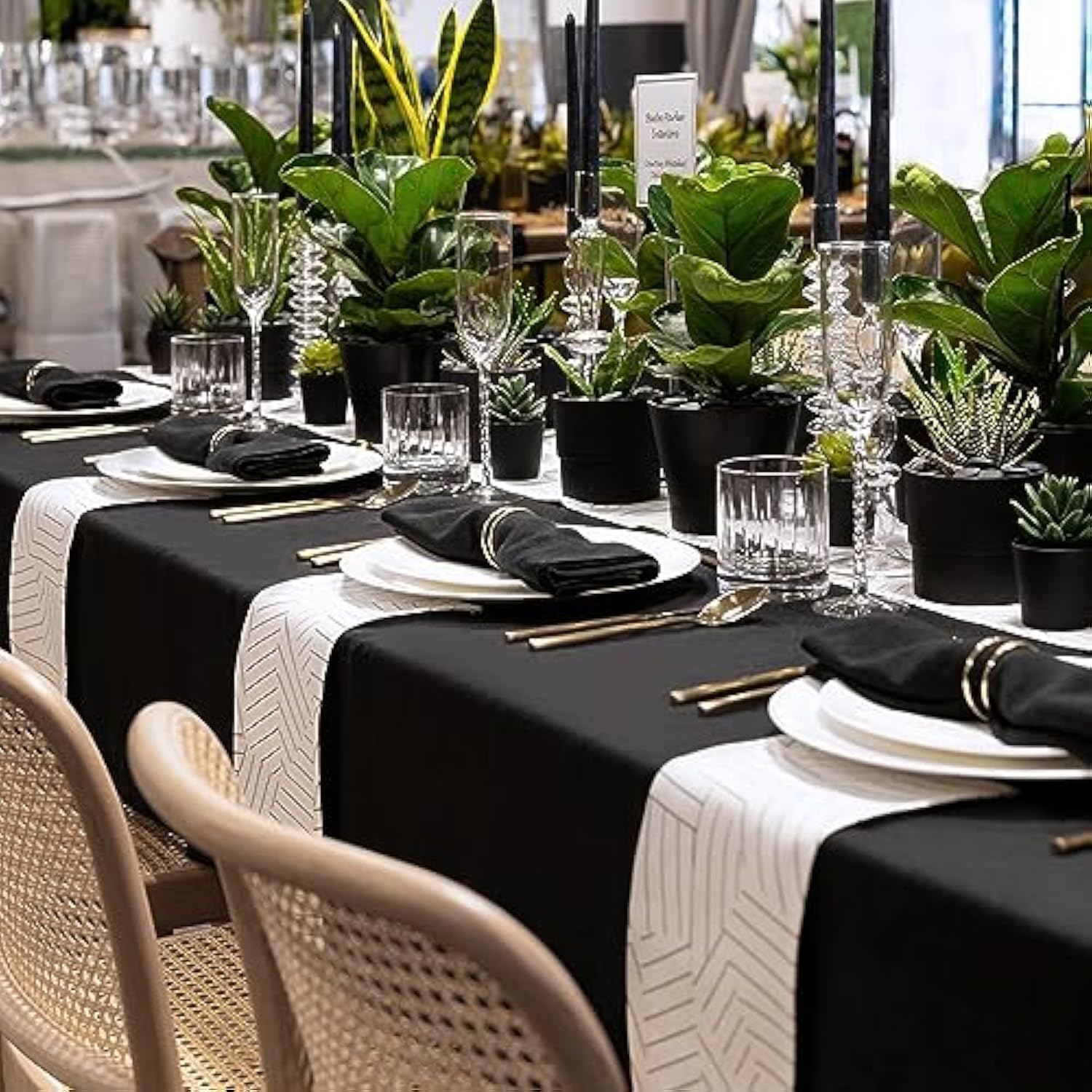 2-Pack Black Tablecloths 60x102 Inch Polyester Stain Wrinkle Resistant Cover