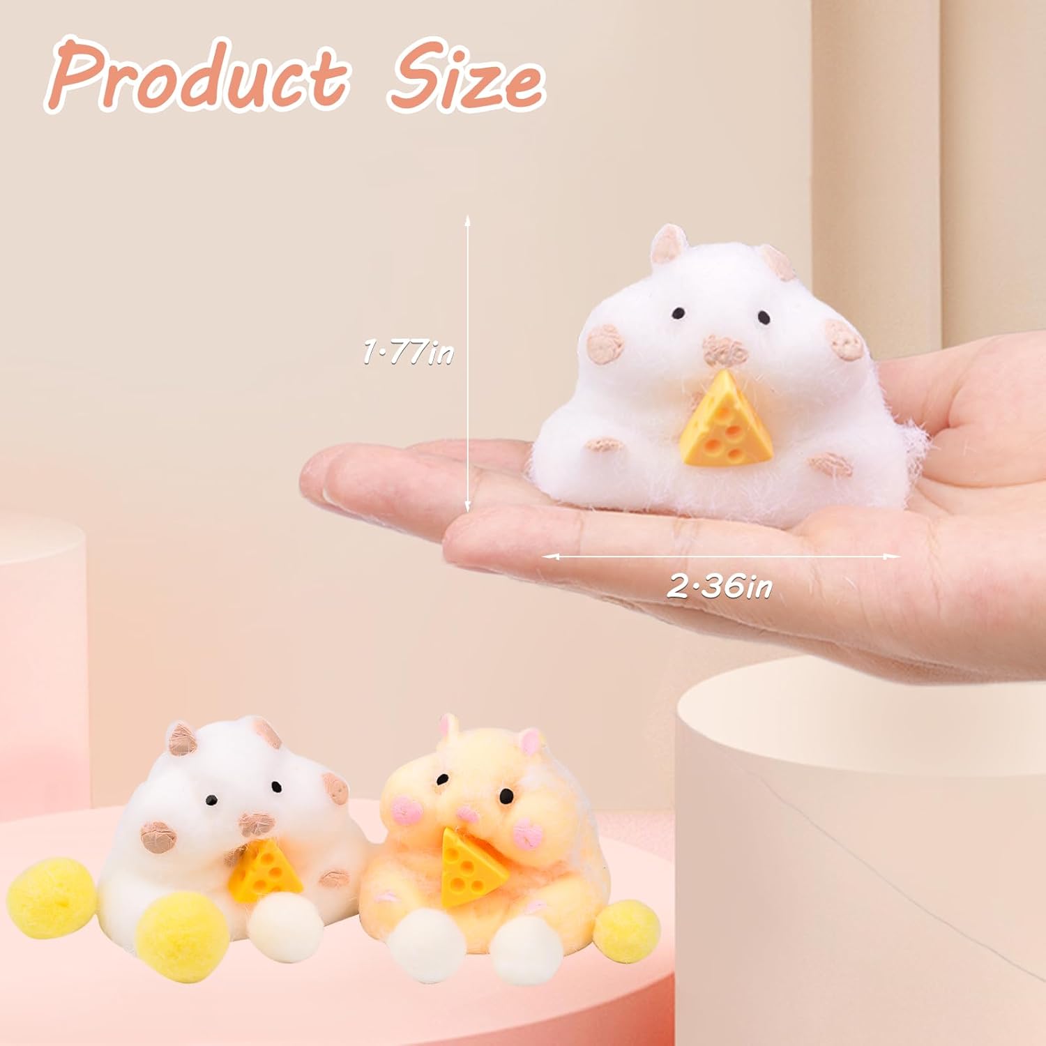 Handmade 2Pcs Hamster Taba Squeeze , Cute Hamster Stress Relieving Silicone Sensory, Slow Rebound Hamster Squeezing, Party Birthday.