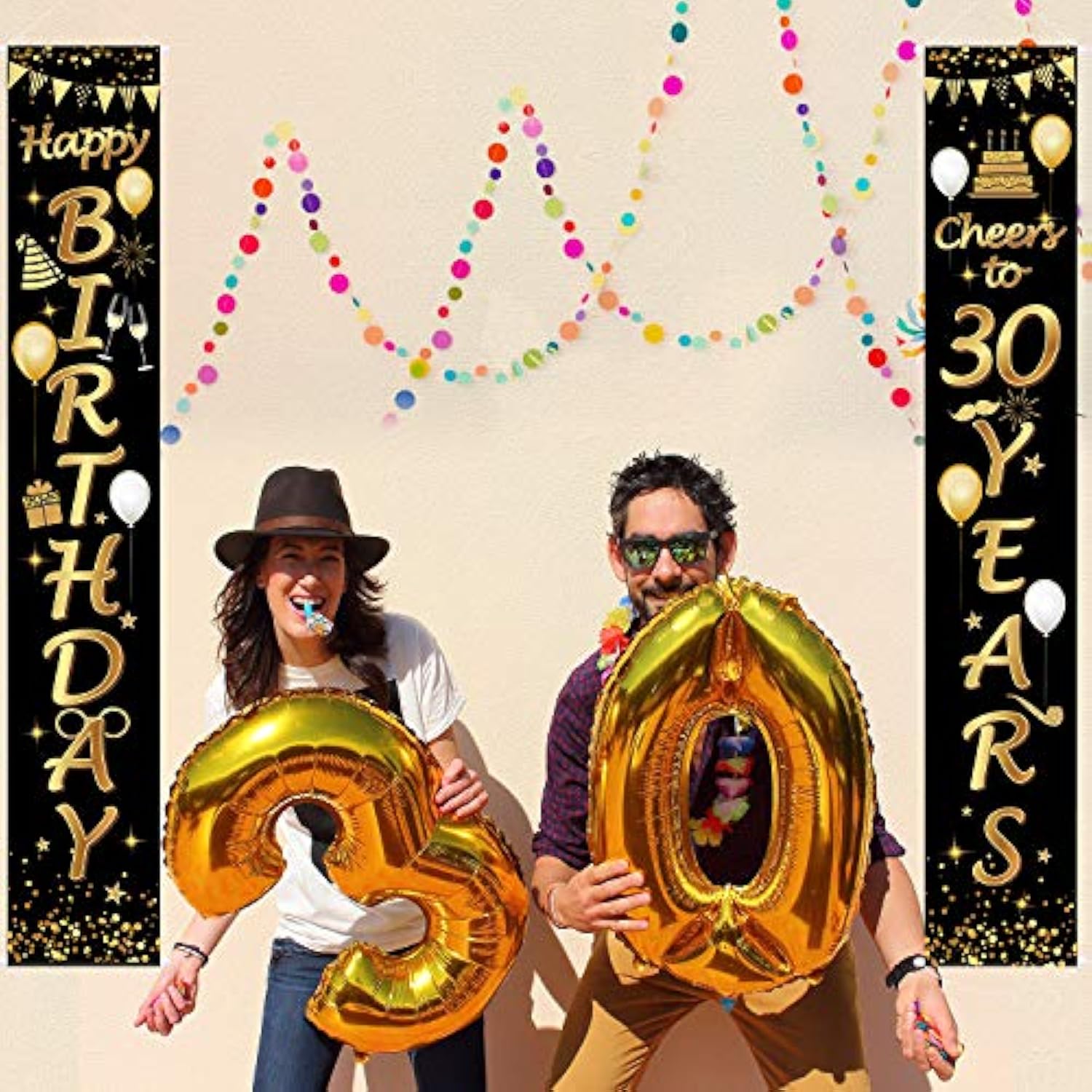 2 Pieces 30Th Birthday Party Decorations Cheers To 30 Years Banner 30T