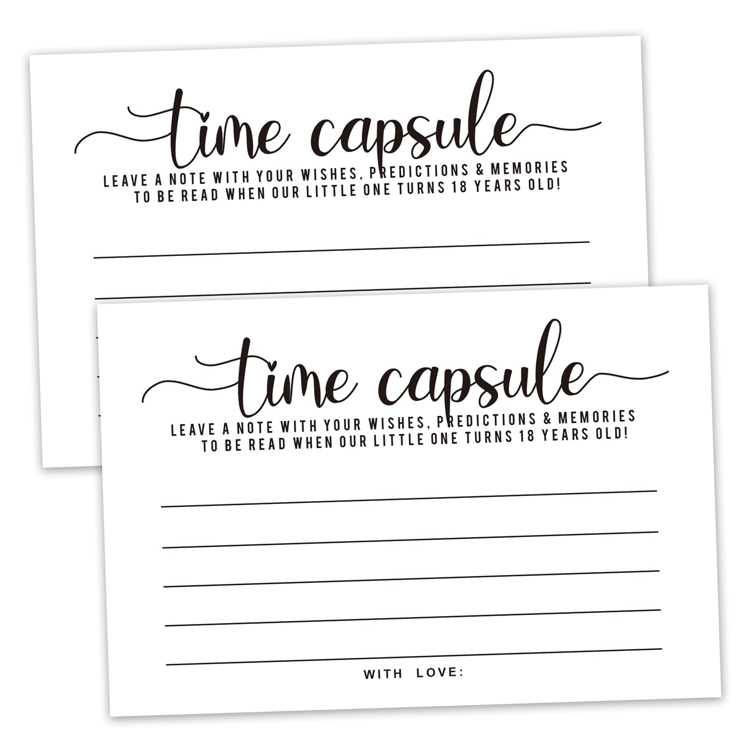 Time Capsule Cards For Birthday Parties, 1St Birthday Party Games, Or Baby Shower Games Activities For Guests, 50 Cards 4X6 Inches.