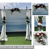 Wedding Arch Flowers,3Pcs Set White Rose Decorative Floral Swags, Artificial Greenery Eucalyptus Leaves Flower For Sheer Drapes, Wedding Chair, Arbor, Wedding Ceremony And Reception Arrangement