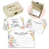 50Pcs Flower Wedding Advice Cards For Bridal Shower Games, Wildflower Advice And Wish Cards Box For The Mr And Mrs Bridal Shower Decorations