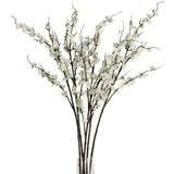 5Pcs Silk Cherry Blossom Branches 39'' Artificial Flowers Faux Cherry Blossom Stems For Vase Summer Spring Wedding Decor (5, White)