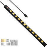 2-Pack 12 Outlet Metal Power Strip Surge Protector with 15 ft 14AWG Cord and 1020 Joules