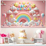 Rainbow Birthday Backdrop: 71"x43" Kids' Party Banner