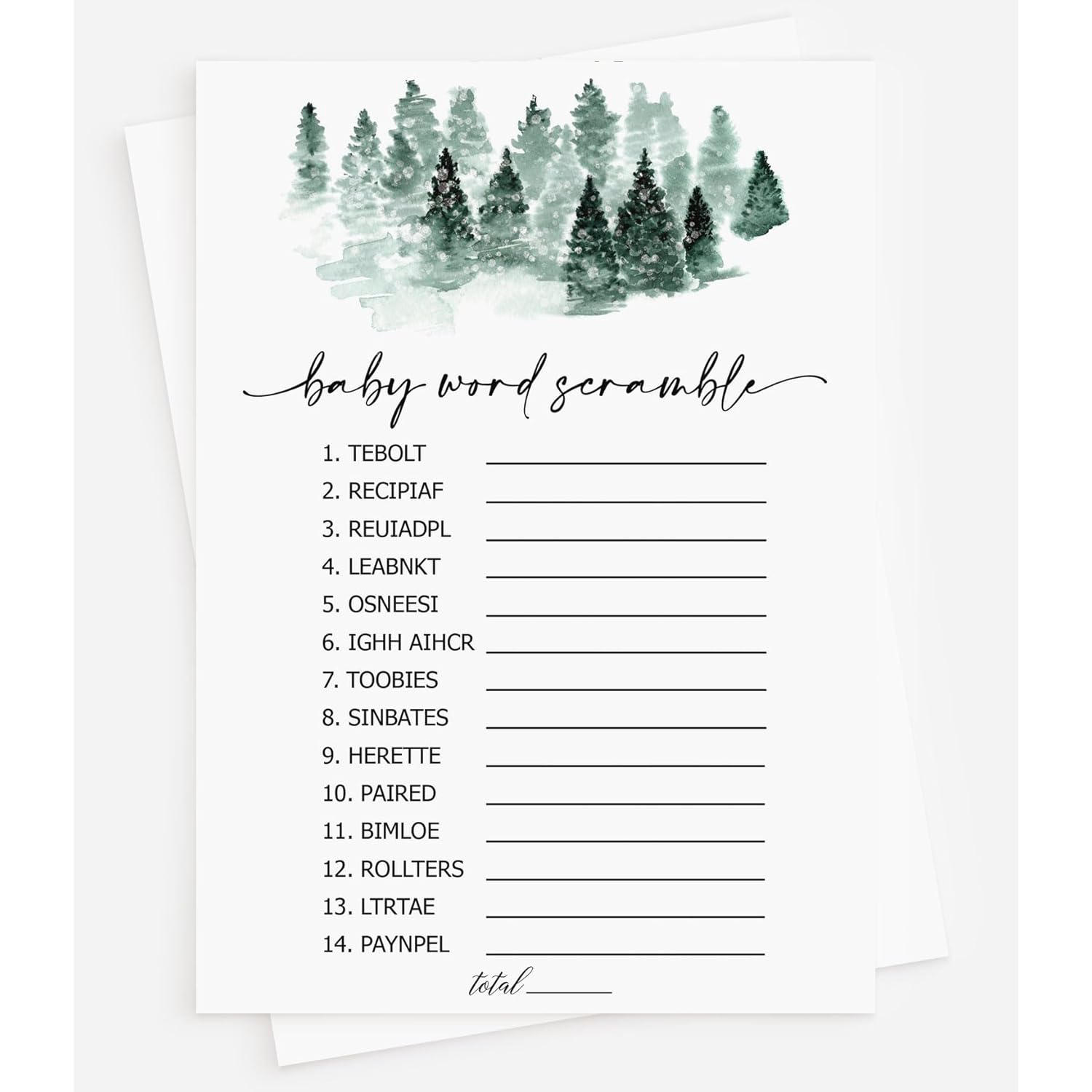 50 Baby Shower Word Scramble Game (50-Cards) Fun Game Activity, Gender Neutral Boy Or Girl, Baby It’S Cold Outside Winter Wonderland Decorations Adventure Awaits