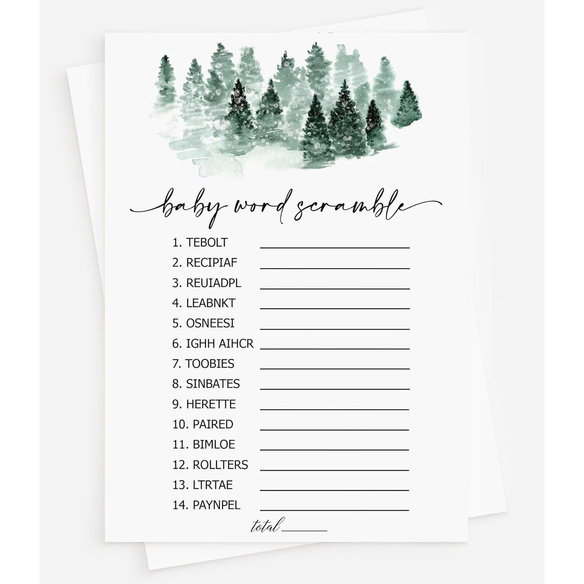 50 Baby Shower Word Scramble Game (50-Cards) Fun Game Activity, Gender Neutral Boy Or Girl, Baby It’S Cold Outside Winter Wonderland Decorations Adventure Awaits