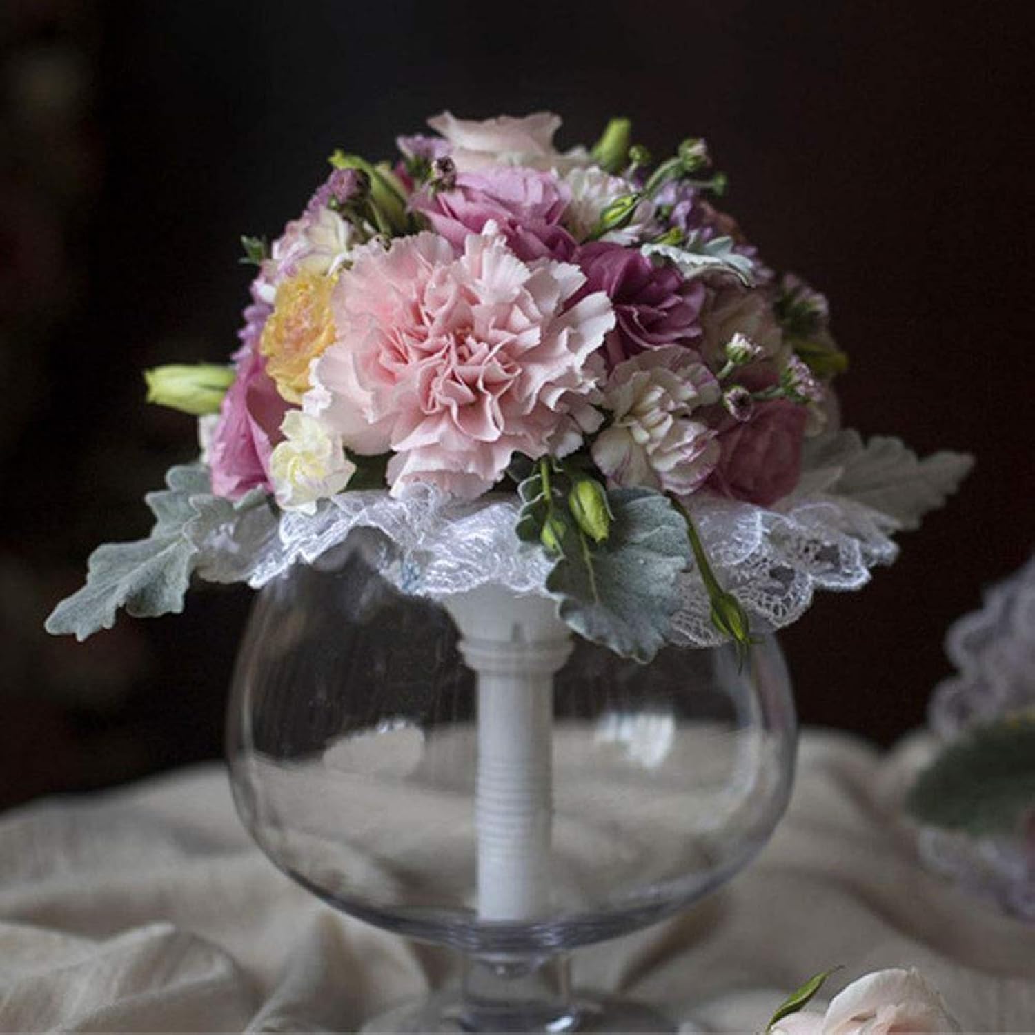4 Pcs White Lace Bouquet Collar Wedding Bridal Bouquet Holder Collar For Flower Decoration Supplies