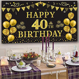 40Th Birthday Backdrop Gold And Black 5.9 X 3.6 Fts Happy Birthday Par