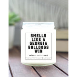 Smells Like A Georgia Bulldogs Win - Scented Soy Wax Candle (8.0 Oz) 50-60 Hour Burn Time, Cotton Wick, Frosted White Glass Jar (Vanilla)