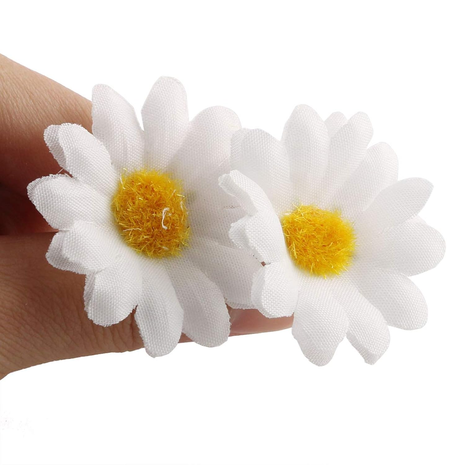 Silk Daisy Flower Head 100Pcs 1.5Inch White Artificial Gerbera Fake Flowers Heads For Wedding Party,Home Decoration And Diy Craft