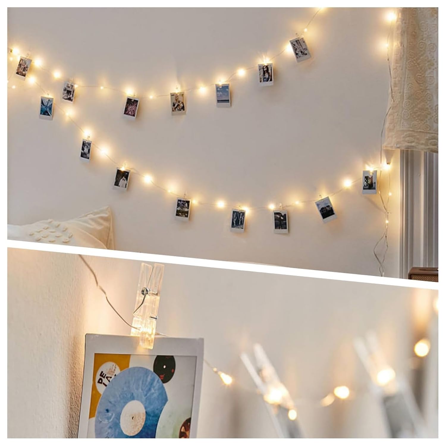 33Ft Photo Clip String Lights,Usb Or Battery Powered,8 Modes 100 Led 10M Hanging String Fairy Lights With Remote,Decorat